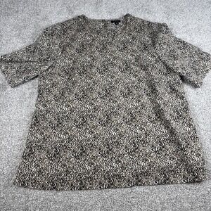 Talbots Woman Short Sleeve Pullover Blouse Animal Print Colors Women's Size‎ 16
